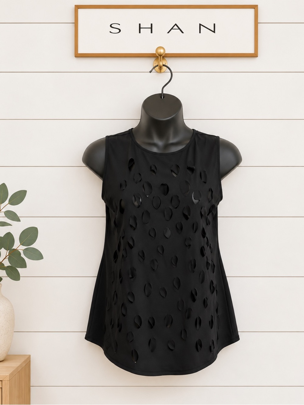 SHAN Charlie-Rose Black Cutout Swim Cover-Up Tunic Size 12